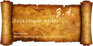 Zeitlinger Aldó névjegykártya